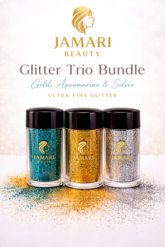 مجموعة أقلام جليتر من جاماري بيوتي – ذهبي، أكوا مارين وفضي